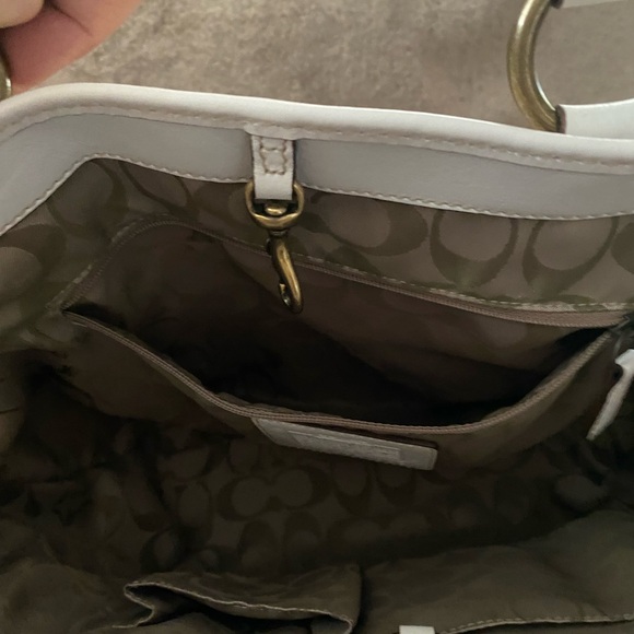 Coach Legacy White Leather Natural Tan Brown Woven Straw Rattan Raffia Handbag - Picture 5 of 16